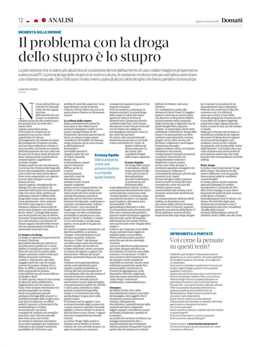 Il problema con le droghe dello stupro è lo stupro non le droghe (né l ...